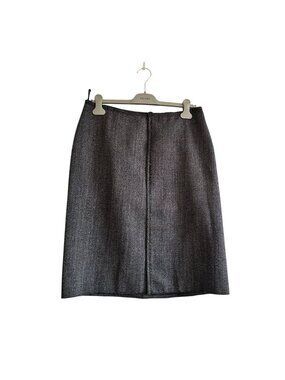 Prada FW2003 Virgin Wool Faux Wrap Skirt IT46 Gray Made in Italy Archive